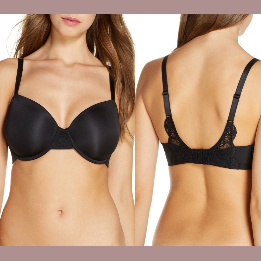 NWT Wacoal [ 32D US ]‎ Lace Impression Underwire Contour Bra Black
